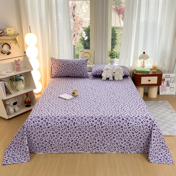 赛琳 2026新款泡芙纱床单系列单床单床单单件（有买家秀） 紫绸豹纹心