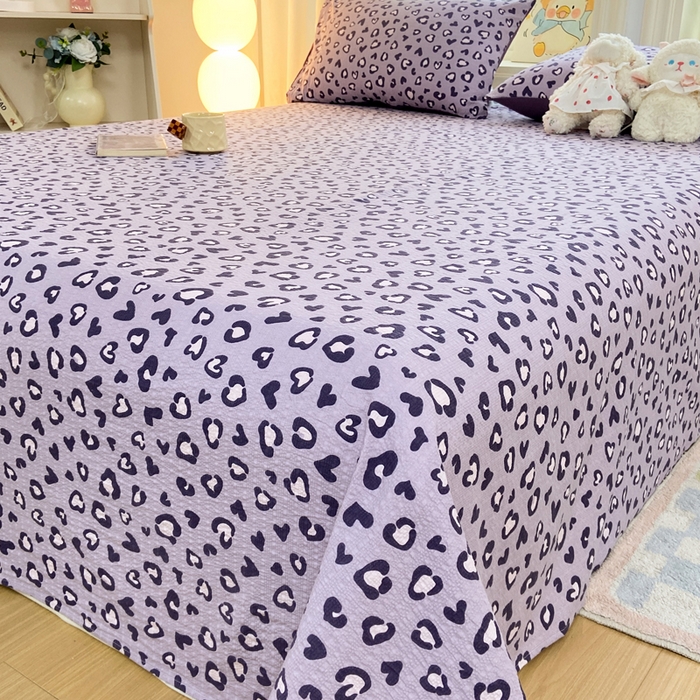 91家纺网 家纺一手货源 找家纺 赛琳 2026新款泡芙纱床单系列单床单床单单件（有买家秀） 紫绸豹纹心