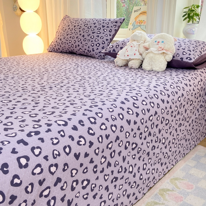 91家纺网 家纺一手货源 找家纺 赛琳 2026新款泡芙纱床单系列单床单床单单件（有买家秀） 紫绸豹纹心