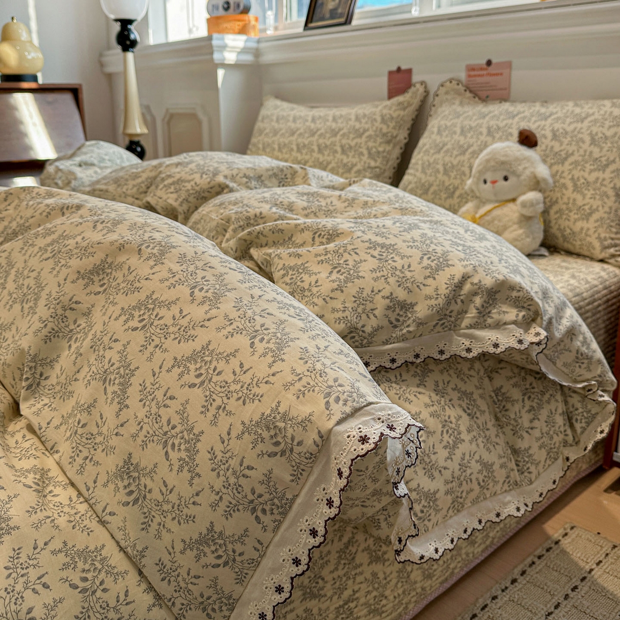 91家纺网 家纺一手货源 找家纺 （总）橙子家居 2026新款纯棉法式复古蕾丝花边床盖四件套