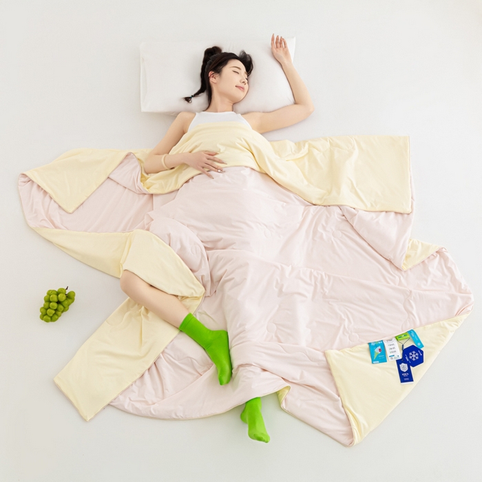 91家纺网 家纺一手货源 找家纺 爱彼家纺 2026夏季热款冰卡Pro+深睡双面用锦纶夏被空调被夏季A类抗菌冰凉单夏被-冰卡夏被系列 冰卡-浅粉+芝士