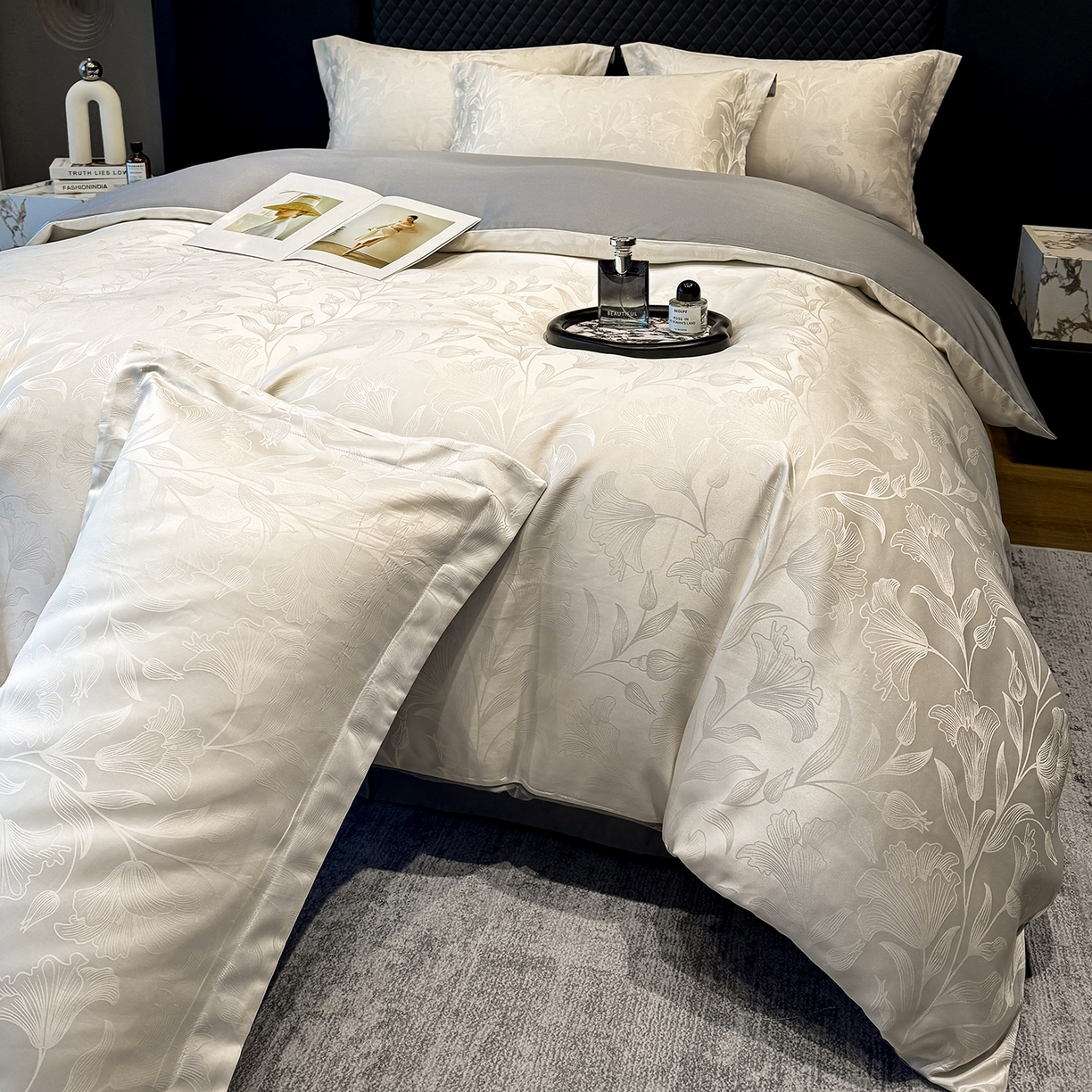 91家纺网 家纺一手货源 找家纺 （总）奥汀洛家纺 2026春夏新款水洗冰丝亮丝提花四件套