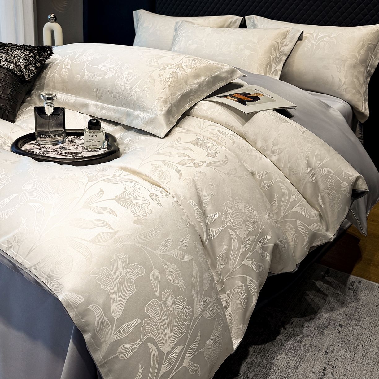 91家纺网 家纺一手货源 找家纺 （总）奥汀洛家纺 2026春夏新款水洗冰丝亮丝提花四件套