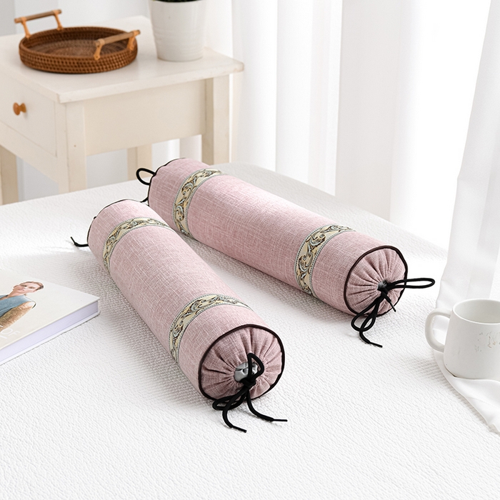 91家纺网 家纺一手货源 找家纺 （总）仁宇枕业 2026新款仿麻布欧式圆形糖果枕腰枕护颈椎荞麦枕头枕芯