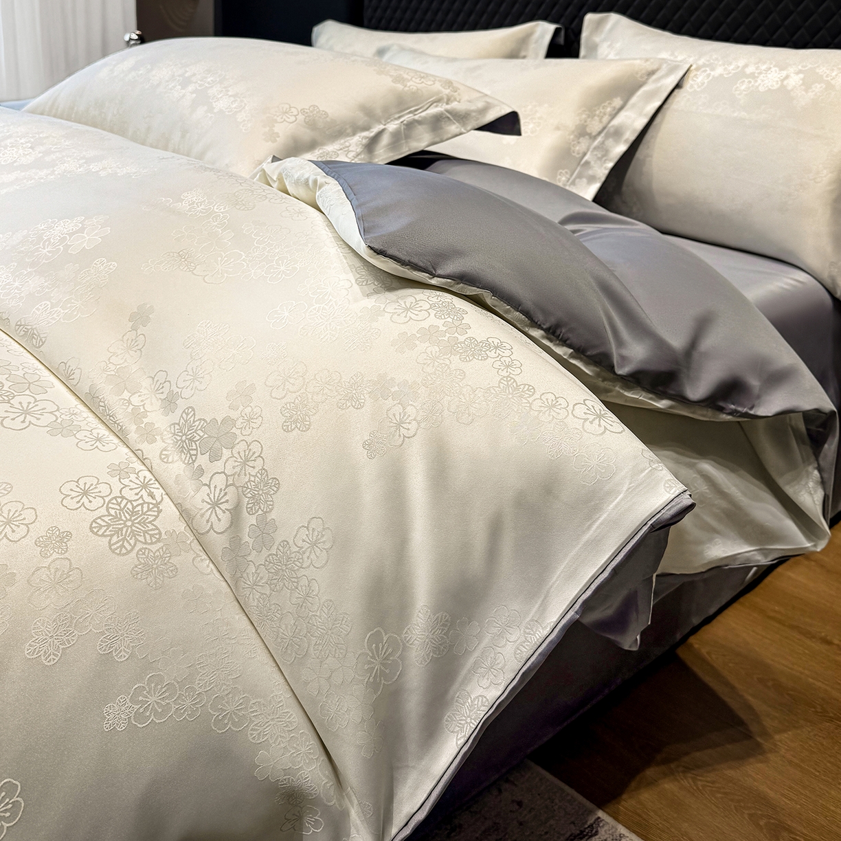 91家纺网 家纺一手货源 找家纺 （总）奥汀洛家纺 2026春夏新款水洗冰丝亮丝提花四件套