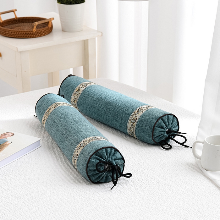 91家纺网 家纺一手货源 找家纺 （总）仁宇枕业 2026新款仿麻布欧式圆形糖果枕腰枕护颈椎荞麦枕头枕芯