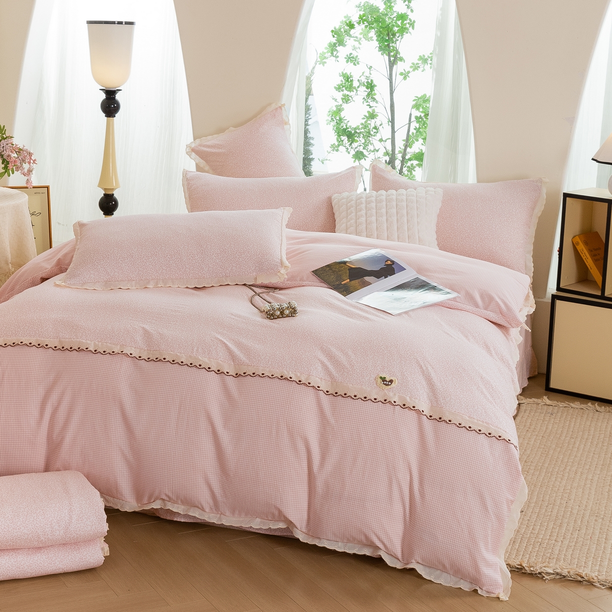 91家纺网 家纺一手货源 找家纺 （总）绒博士  2026年新款清风棉夏被四件套—甜心入梦