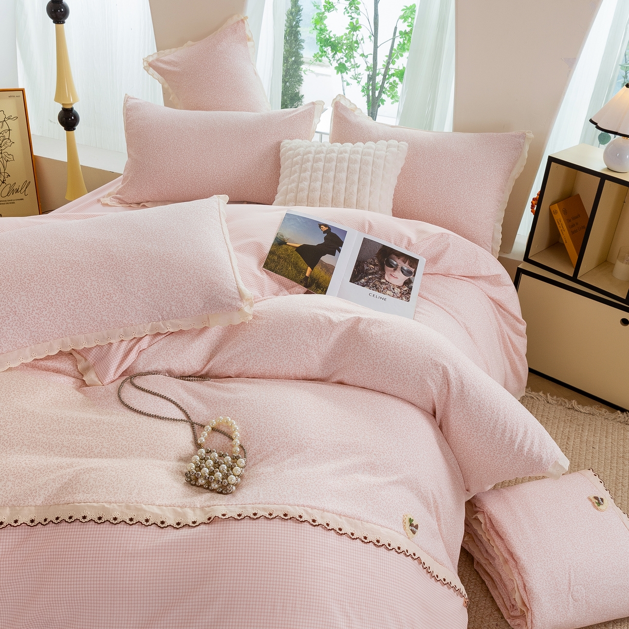 91家纺网 家纺一手货源 找家纺 （总）绒博士  2026年新款清风棉夏被四件套—甜心入梦