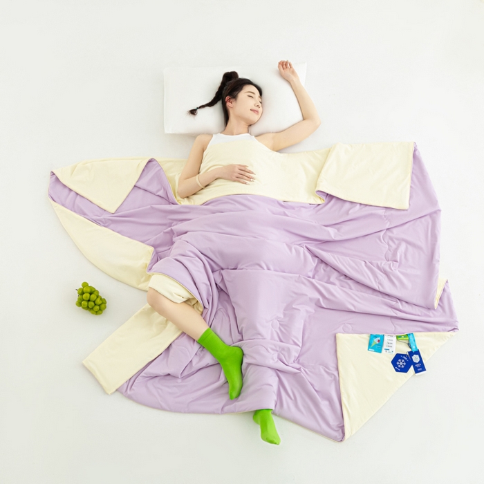 91家纺网 家纺一手货源 找家纺 爱彼家纺 2026夏季热款冰卡Pro+深睡双面用锦纶夏被空调被夏季A类抗菌冰凉单夏被-冰卡夏被系列 冰卡-浅紫+芝士