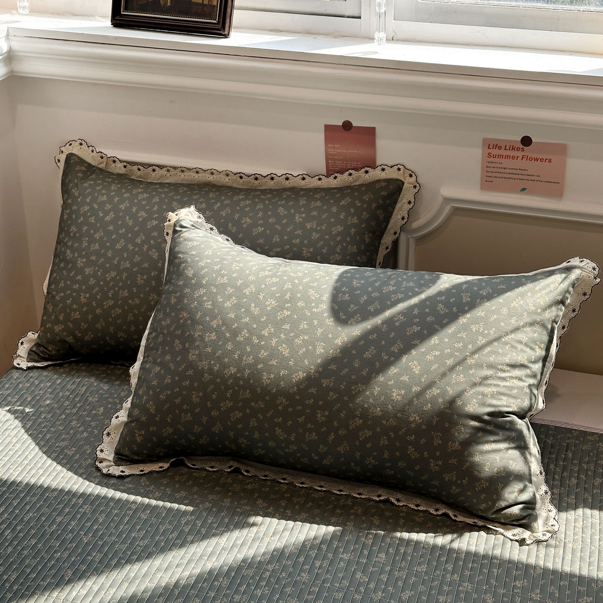 91家纺网 家纺一手货源 找家纺 橙子家居 2026新款纯棉法式复古蕾丝花边床盖四件套 墨影