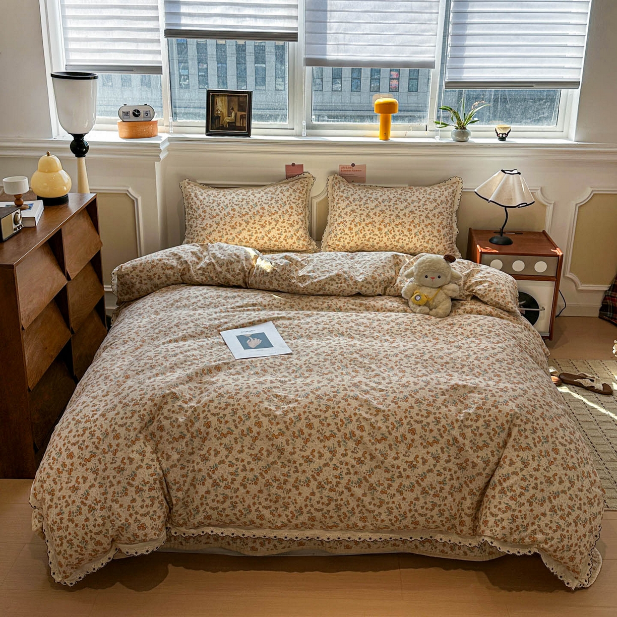 91家纺网 家纺一手货源 找家纺 橙子家居 2026新款纯棉法式复古蕾丝花边床盖四件套 普罗旺斯