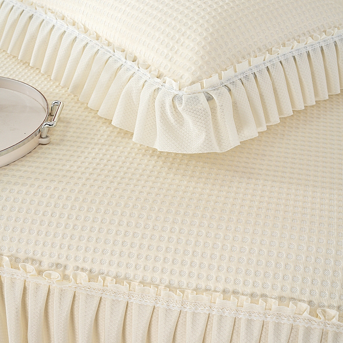 91家纺网 家纺一手货源 找家纺 （总）七里香 2026新款千鸟阁凉豆豆3D冰豆豆床裙款凉席三件套