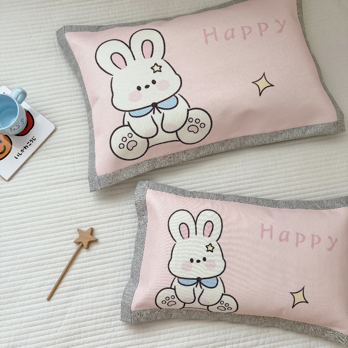 91家纺网 家纺一手货源 找家纺 萌宝家纺  2026新款900D加密儿童冰丝枕套夏季A类冰藤枕头 可爱兔子