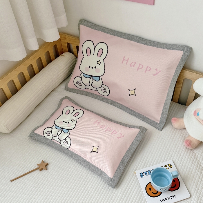 91家纺网 家纺一手货源 找家纺 萌宝家纺  2026新款900D加密儿童冰丝枕套夏季A类冰藤枕头 可爱兔子
