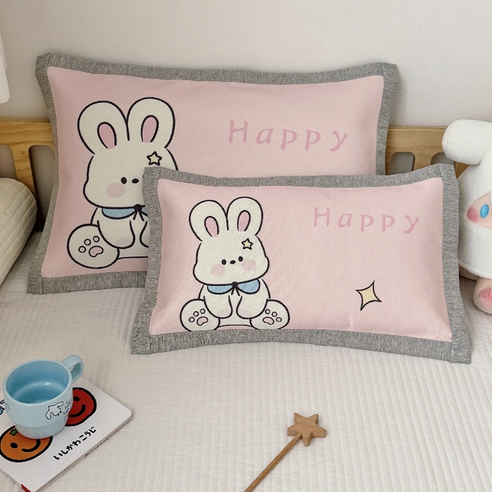 萌宝家纺  2026新款900D加密儿童冰丝枕套夏季A类冰藤枕头 可爱兔子