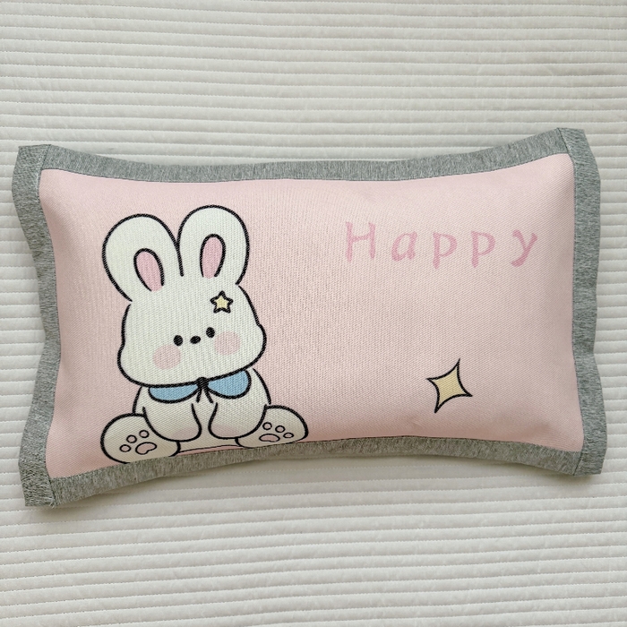 91家纺网 家纺一手货源 找家纺 萌宝家纺  2026新款900D加密儿童冰丝枕套夏季A类冰藤枕头 可爱兔子