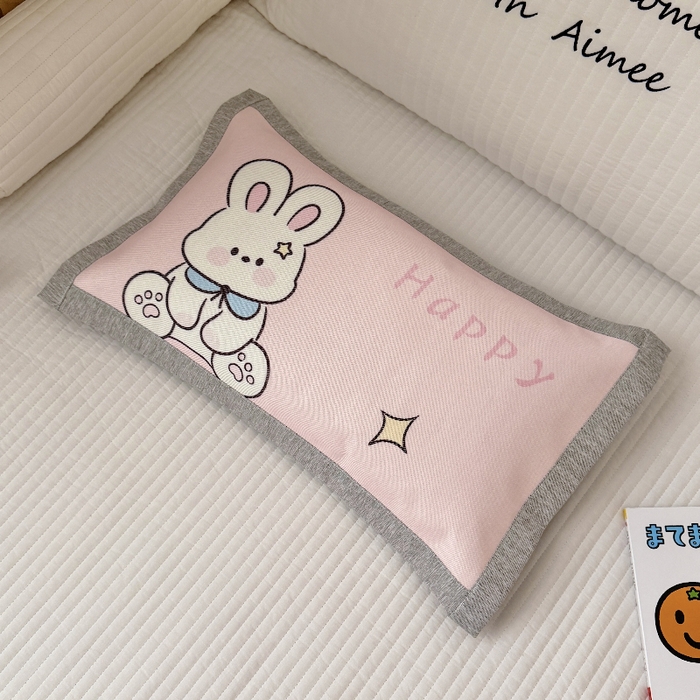 91家纺网 家纺一手货源 找家纺 萌宝家纺  2026新款900D加密儿童冰丝枕套夏季A类冰藤枕头 可爱兔子