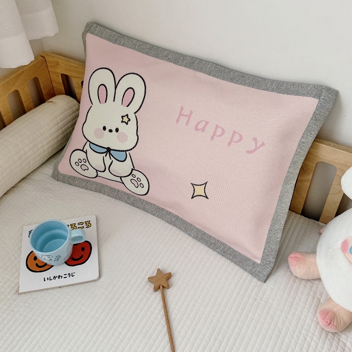 91家纺网 家纺一手货源 找家纺 萌宝家纺  2026新款900D加密儿童冰丝枕套夏季A类冰藤枕头 可爱兔子