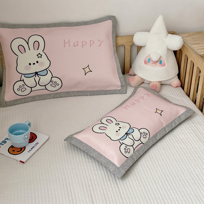91家纺网 家纺一手货源 找家纺 萌宝家纺  2026新款900D加密儿童冰丝枕套夏季A类冰藤枕头 可爱兔子