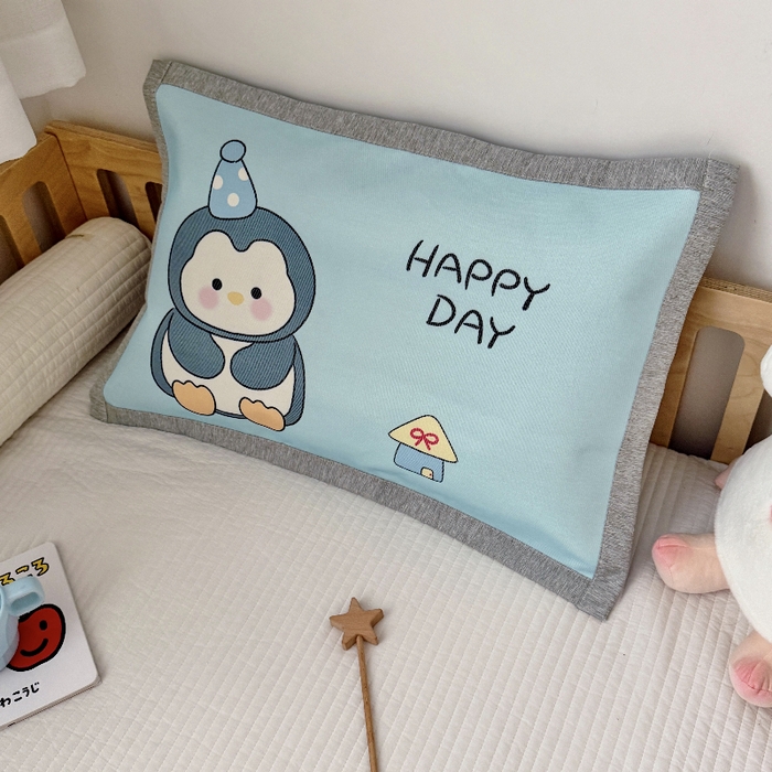 91家纺网 家纺一手货源 找家纺 萌宝家纺  2026新款900D加密儿童冰丝枕套夏季A类冰藤枕头 可爱小企鹅