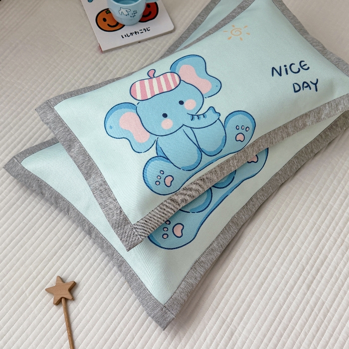 91家纺网 家纺一手货源 找家纺 萌宝家纺  2026新款900D加密儿童冰丝枕套夏季A类冰藤枕头 可爱小象
