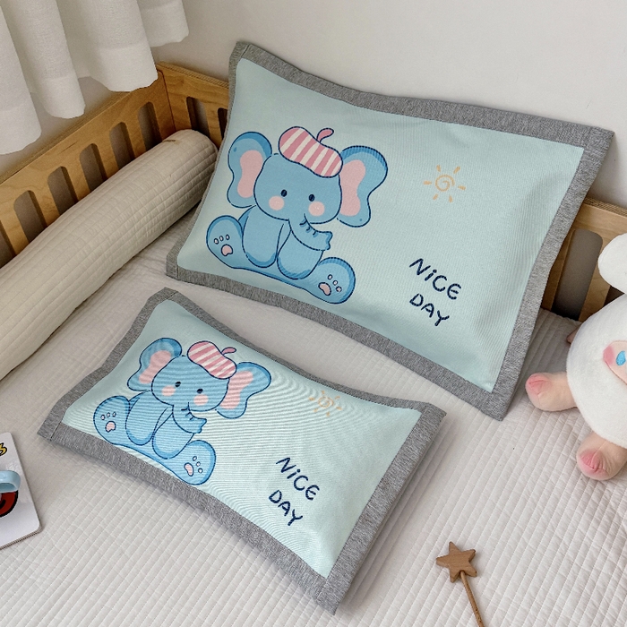 91家纺网 家纺一手货源 找家纺 萌宝家纺  2026新款900D加密儿童冰丝枕套夏季A类冰藤枕头 可爱小象