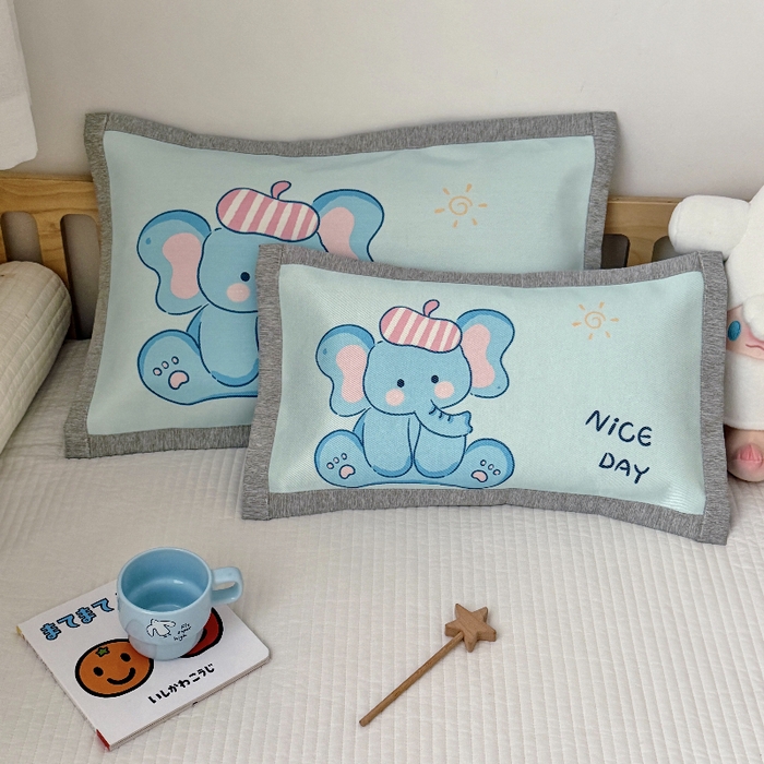 萌宝家纺  2026新款900D加密儿童冰丝枕套夏季A类冰藤枕头 可爱小象