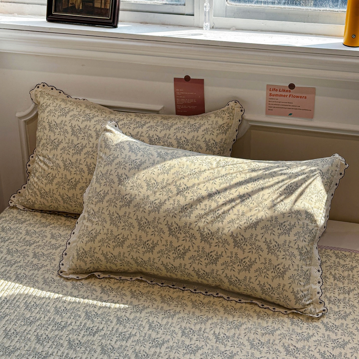 91家纺网 家纺一手货源 找家纺 橙子家居 2026新款纯棉法式复古蕾丝花边床盖四件套 枝蔓-浅灰