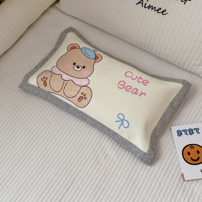 91家纺网 家纺一手货源 找家纺 萌宝家纺  2026新款900D加密儿童冰丝枕套夏季A类冰藤枕头 可爱小熊