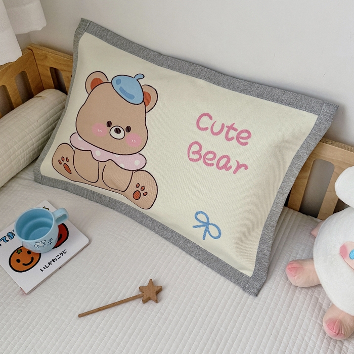 91家纺网 家纺一手货源 找家纺 萌宝家纺  2026新款900D加密儿童冰丝枕套夏季A类冰藤枕头 可爱小熊