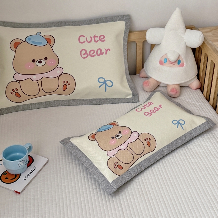 91家纺网 家纺一手货源 找家纺 萌宝家纺  2026新款900D加密儿童冰丝枕套夏季A类冰藤枕头 可爱小熊