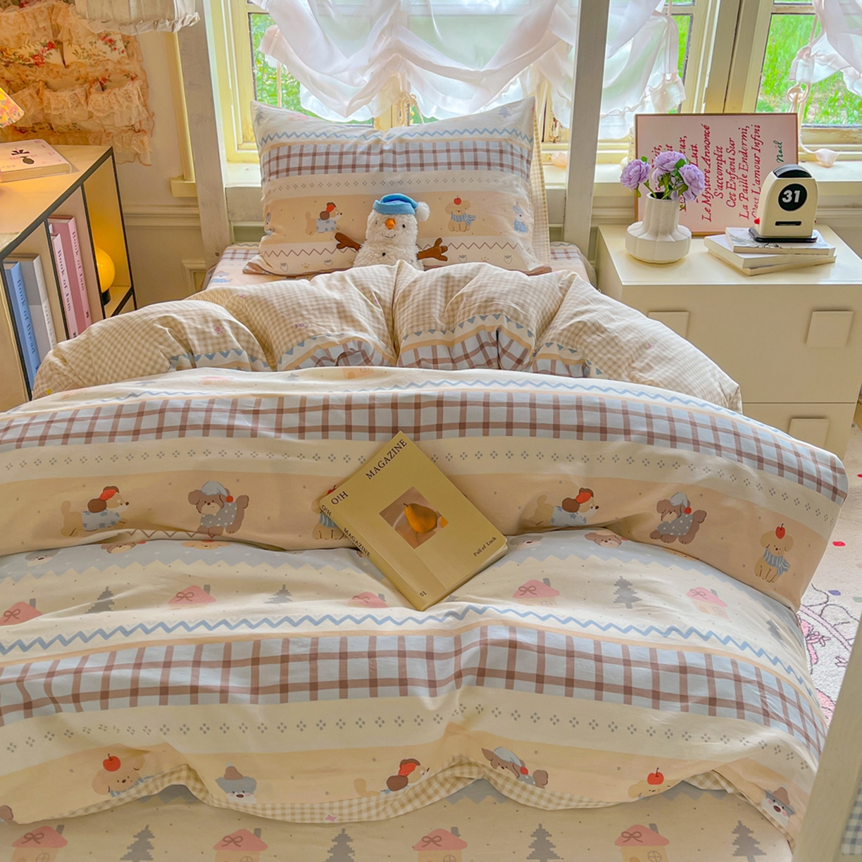 91家纺网 家纺一手货源 找家纺 （总）简约家纺 2026新款全棉印花学生宿舍三件套系列