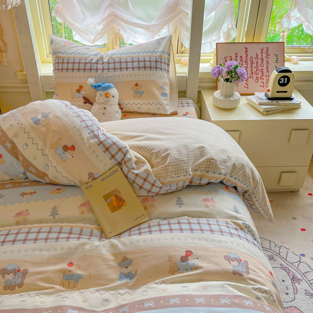 91家纺网 家纺一手货源 找家纺 （总）简约家纺 2026新款全棉印花学生宿舍三件套系列