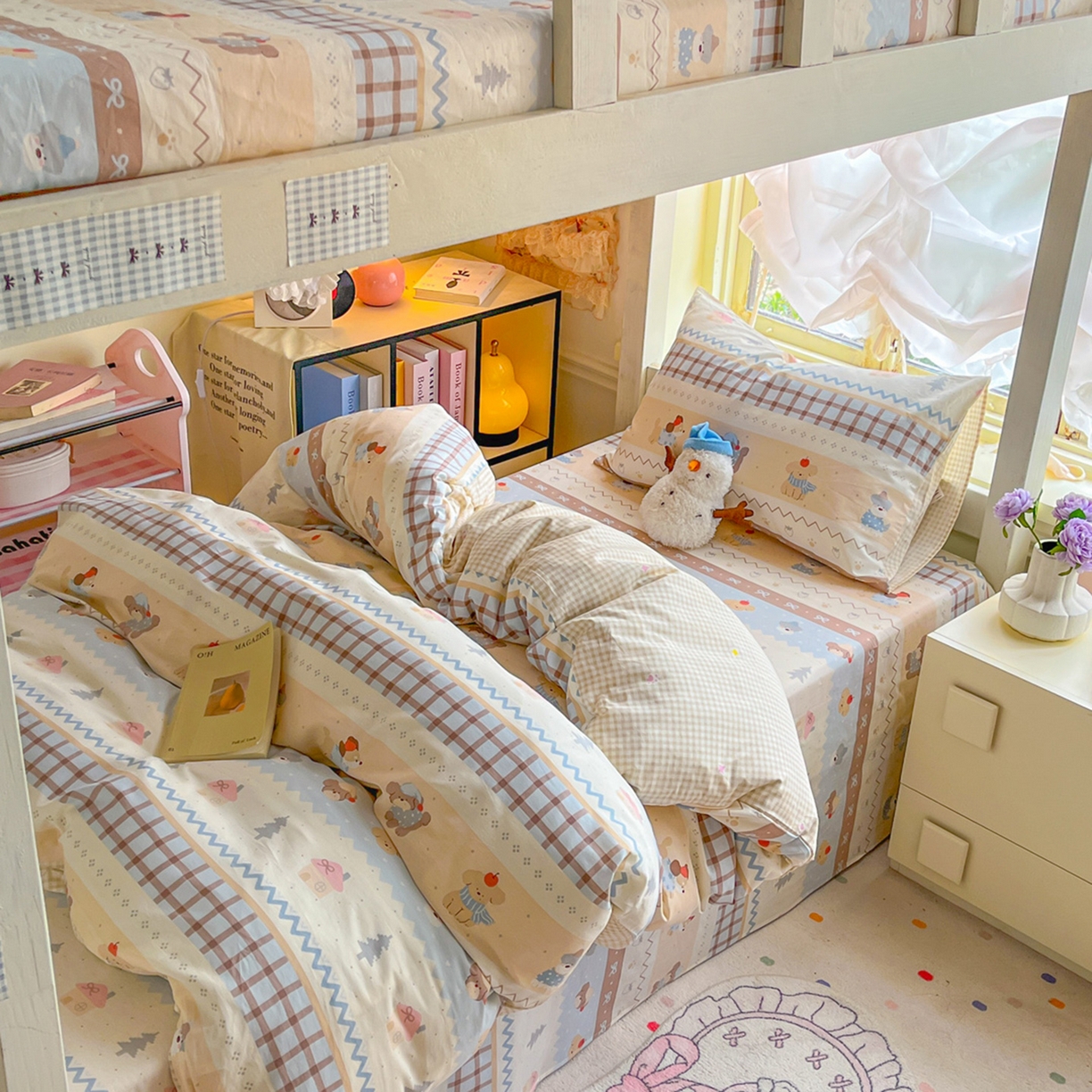 91家纺网 家纺一手货源 找家纺 （总）简约家纺 2026新款全棉印花学生宿舍三件套系列