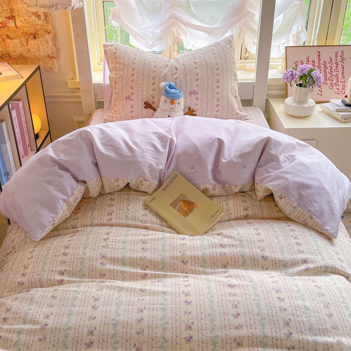 91家纺网 家纺一手货源 找家纺 简约家纺 2026新款全棉印花学生宿舍三件套系列 雅柔