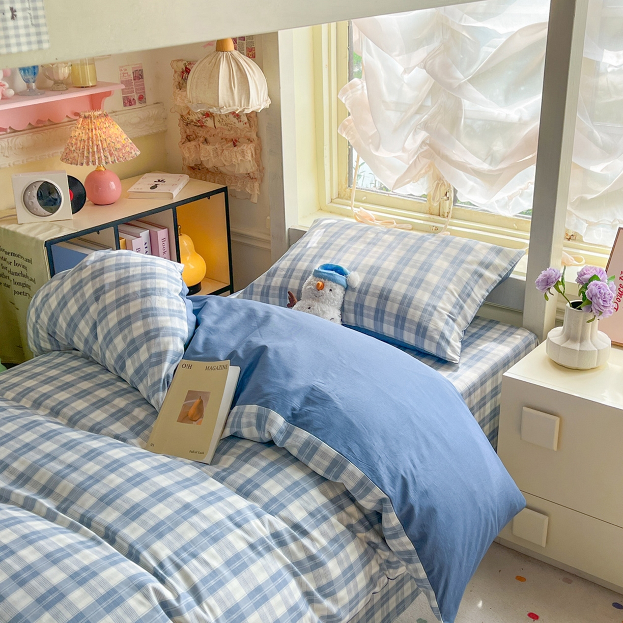 91家纺网 家纺一手货源 找家纺 简约家纺 2026新款全棉印花学生宿舍三件套系列 格雅