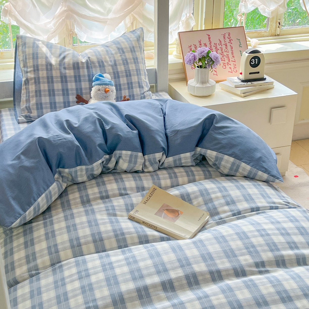 91家纺网 家纺一手货源 找家纺 简约家纺 2026新款全棉印花学生宿舍三件套系列 格雅