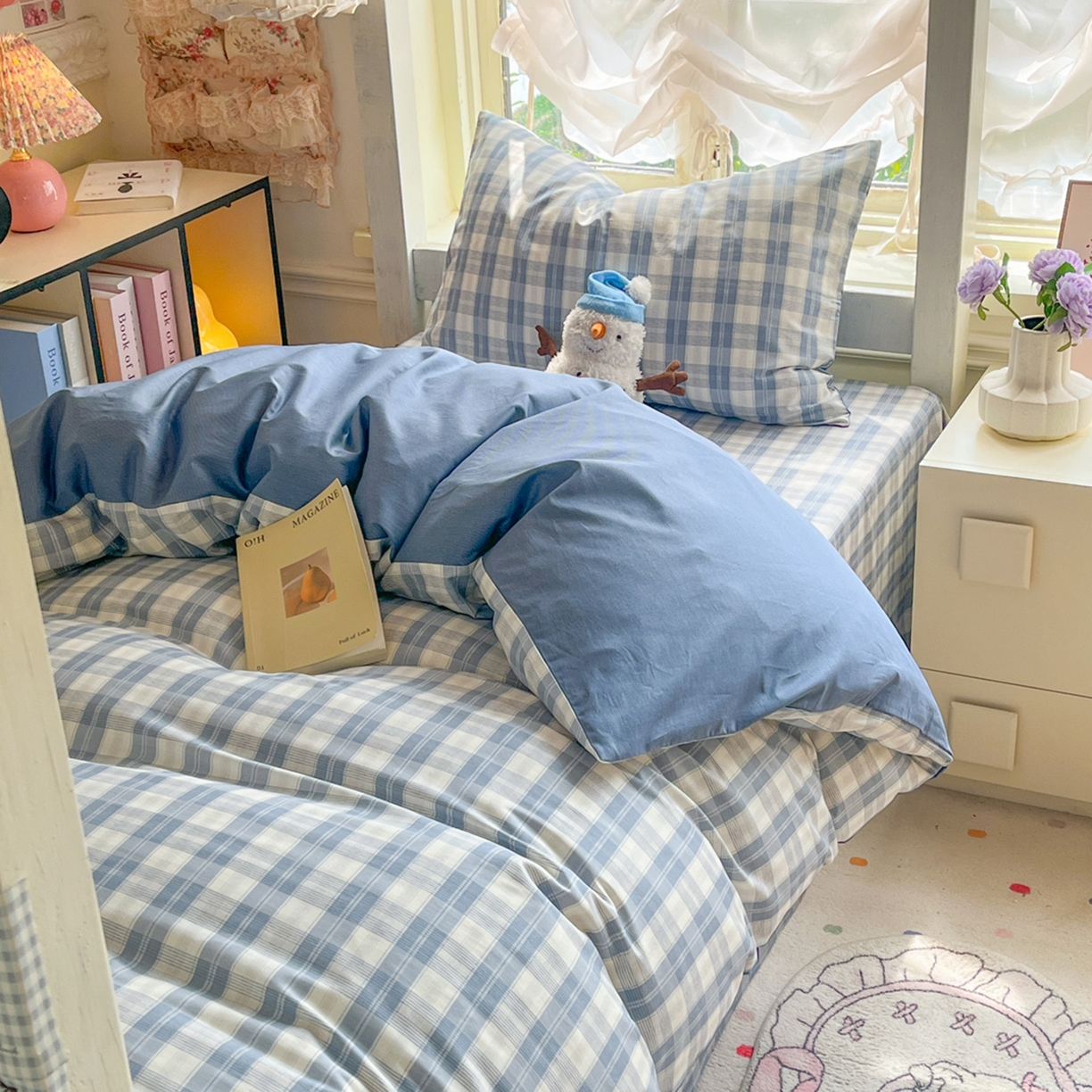 91家纺网 家纺一手货源 找家纺 简约家纺 2026新款全棉印花学生宿舍三件套系列 格雅