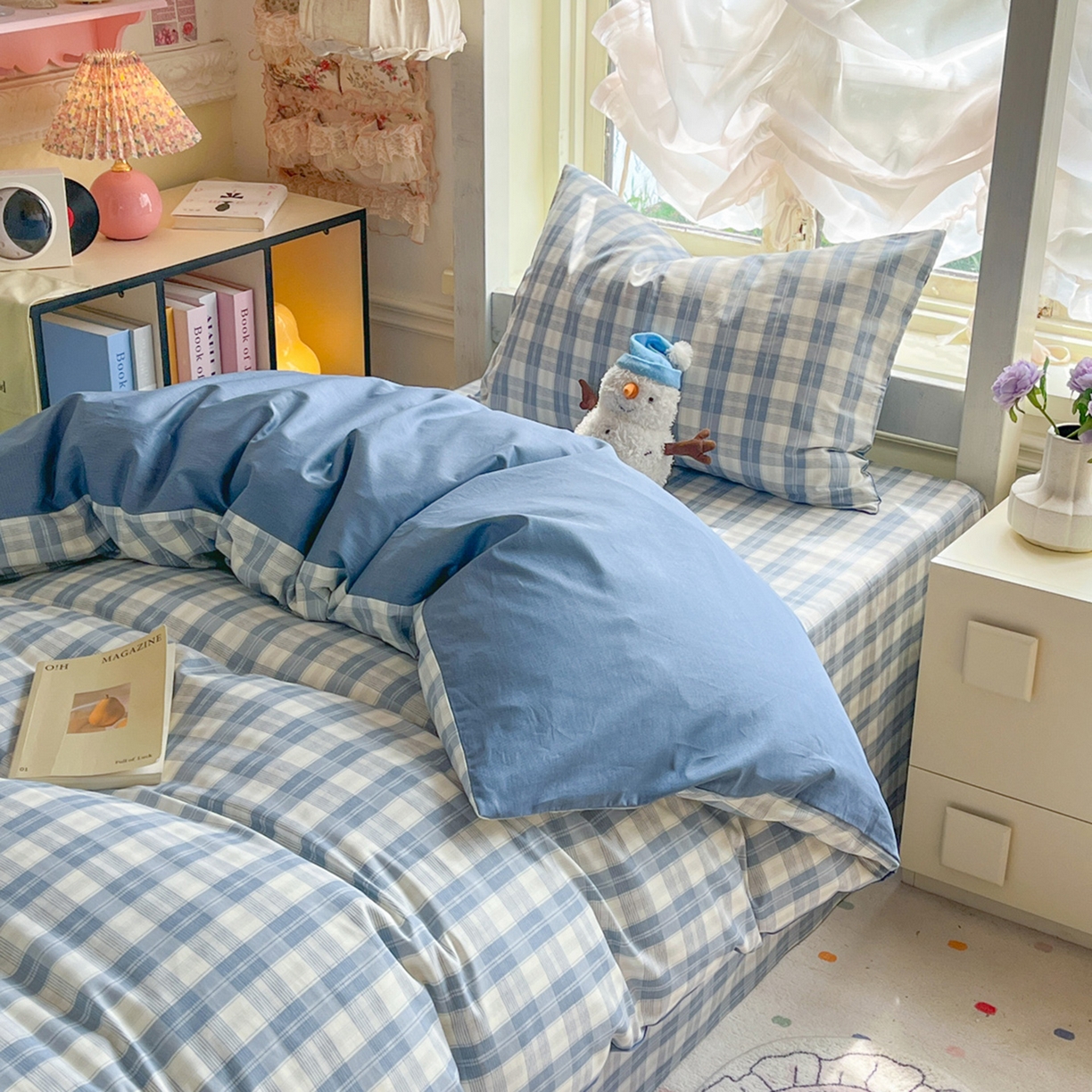 91家纺网 家纺一手货源 找家纺 简约家纺 2026新款全棉印花学生宿舍三件套系列 格雅