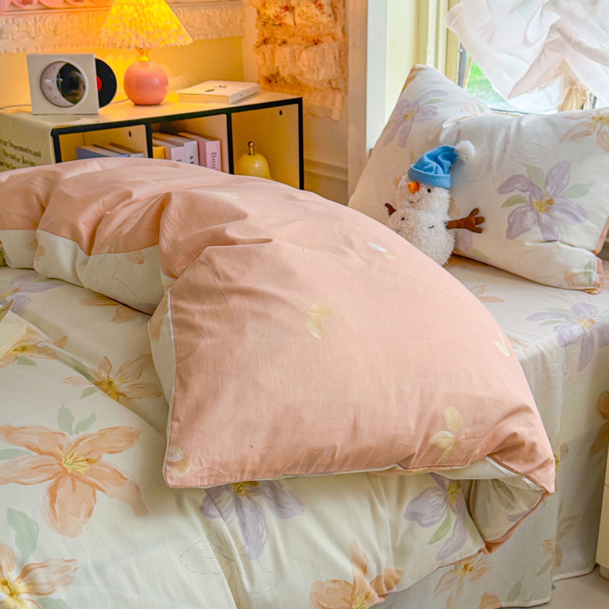 91家纺网 家纺一手货源 找家纺 简约家纺 2026新款全棉印花学生宿舍三件套系列 怡花