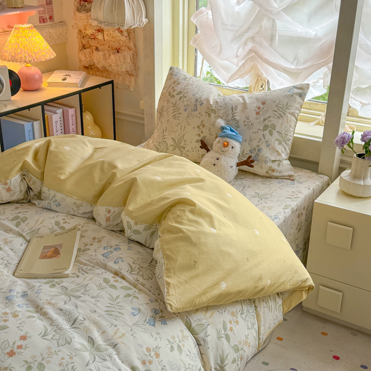 91家纺网 家纺一手货源 找家纺 简约家纺 2026新款全棉印花学生宿舍三件套系列 晚风私语