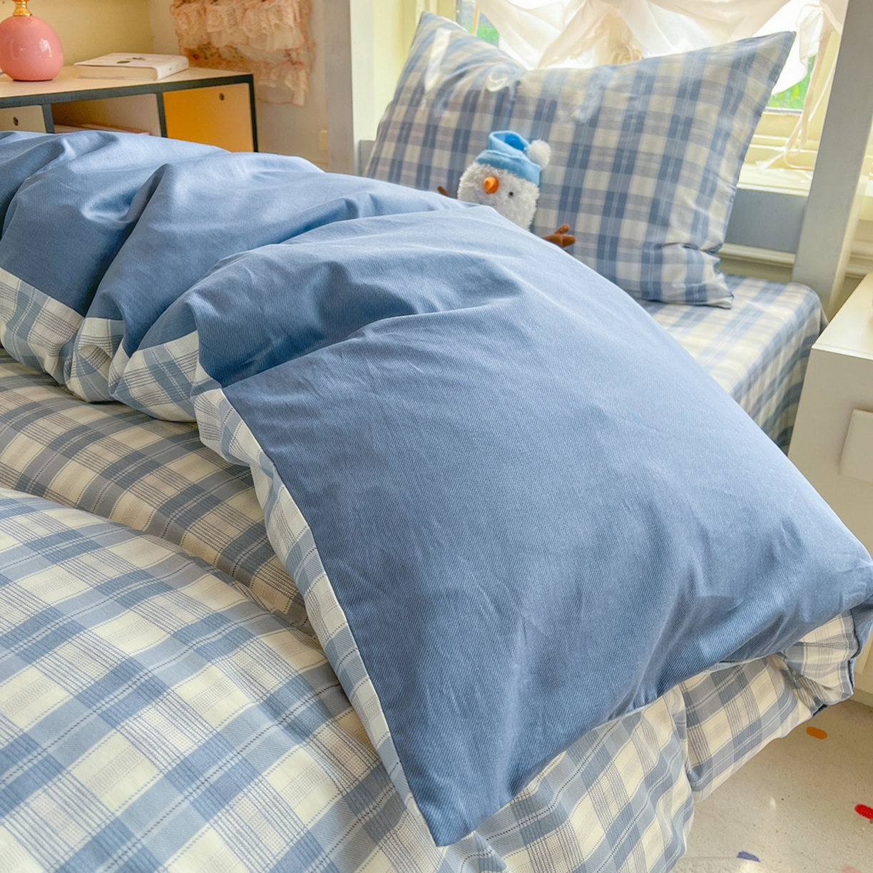 91家纺网 家纺一手货源 找家纺 简约家纺 2026新款全棉印花学生宿舍三件套系列 格雅