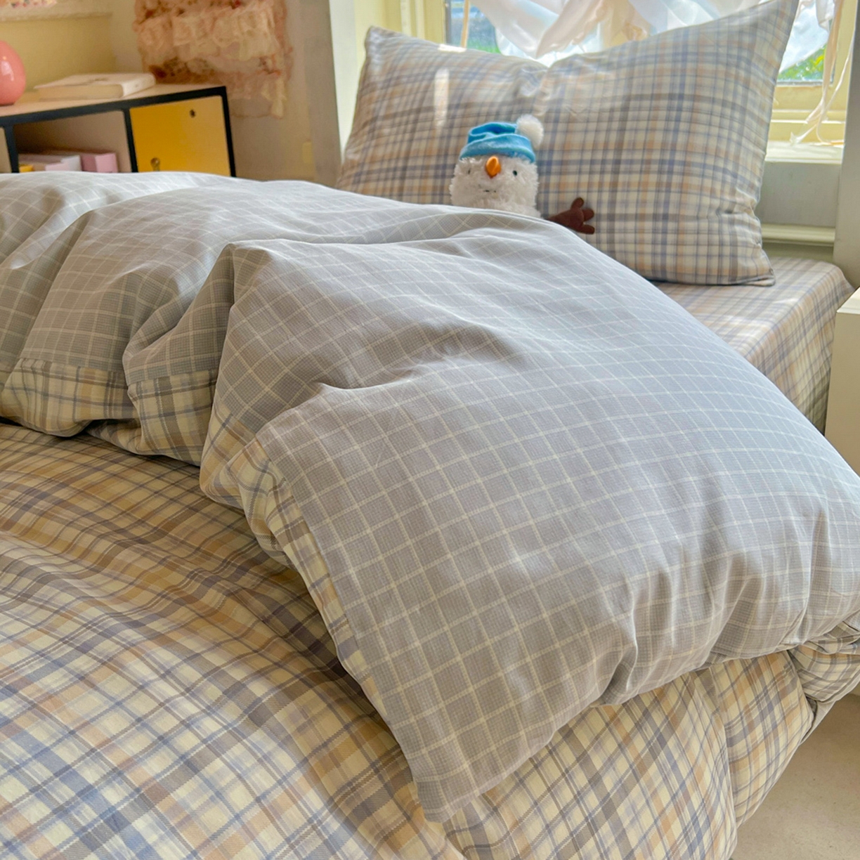 91家纺网 家纺一手货源 找家纺 简约家纺 2026新款全棉印花学生宿舍三件套系列 颜诺