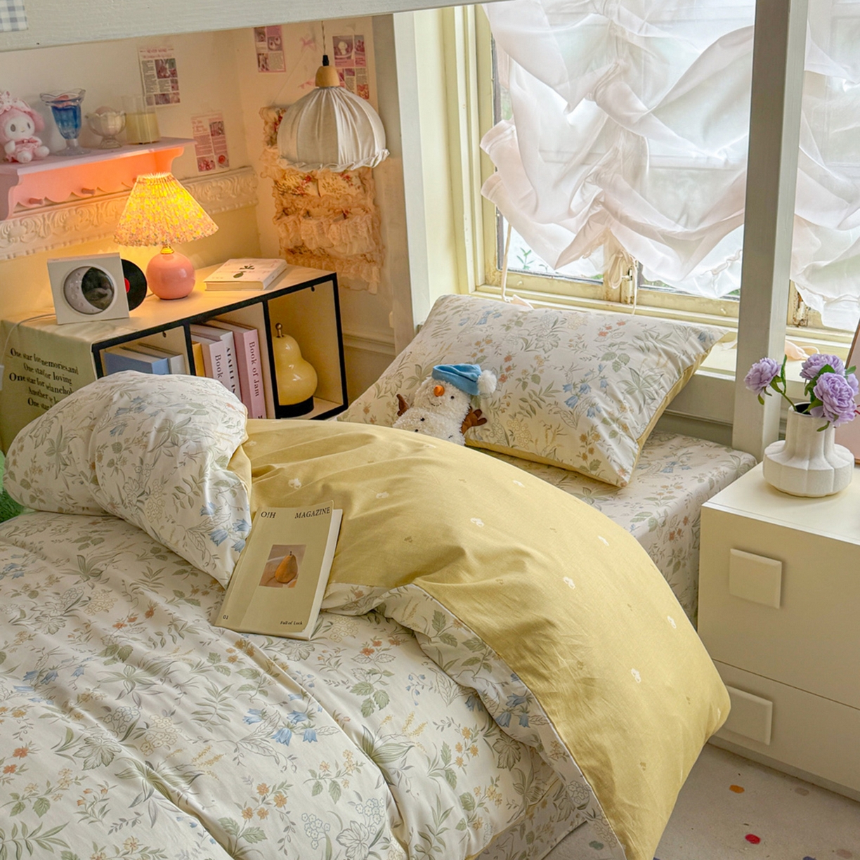 91家纺网 家纺一手货源 找家纺 简约家纺 2026新款全棉印花学生宿舍三件套系列 晚风私语