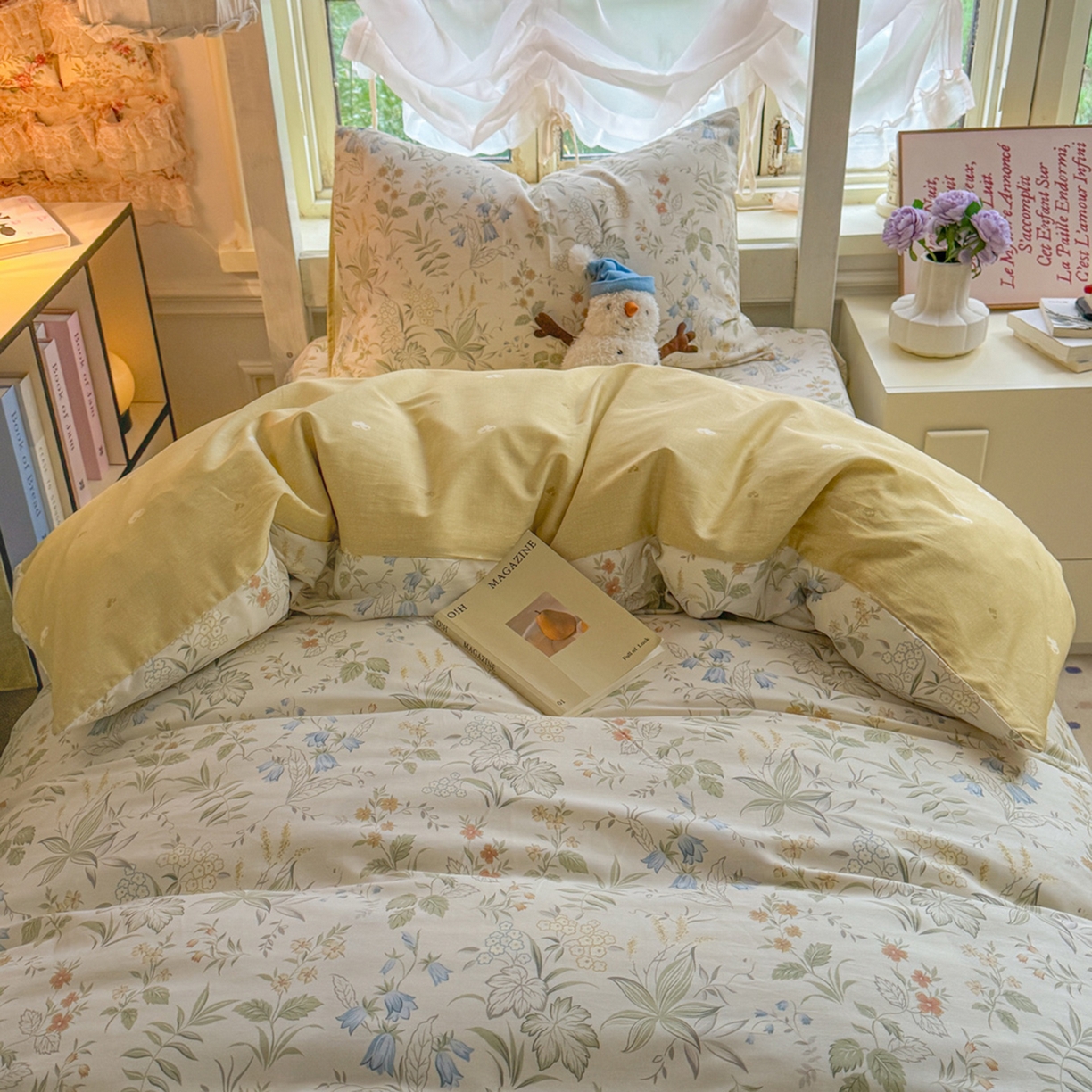 简约家纺 2026新款全棉印花学生宿舍三件套系列 晚风私语