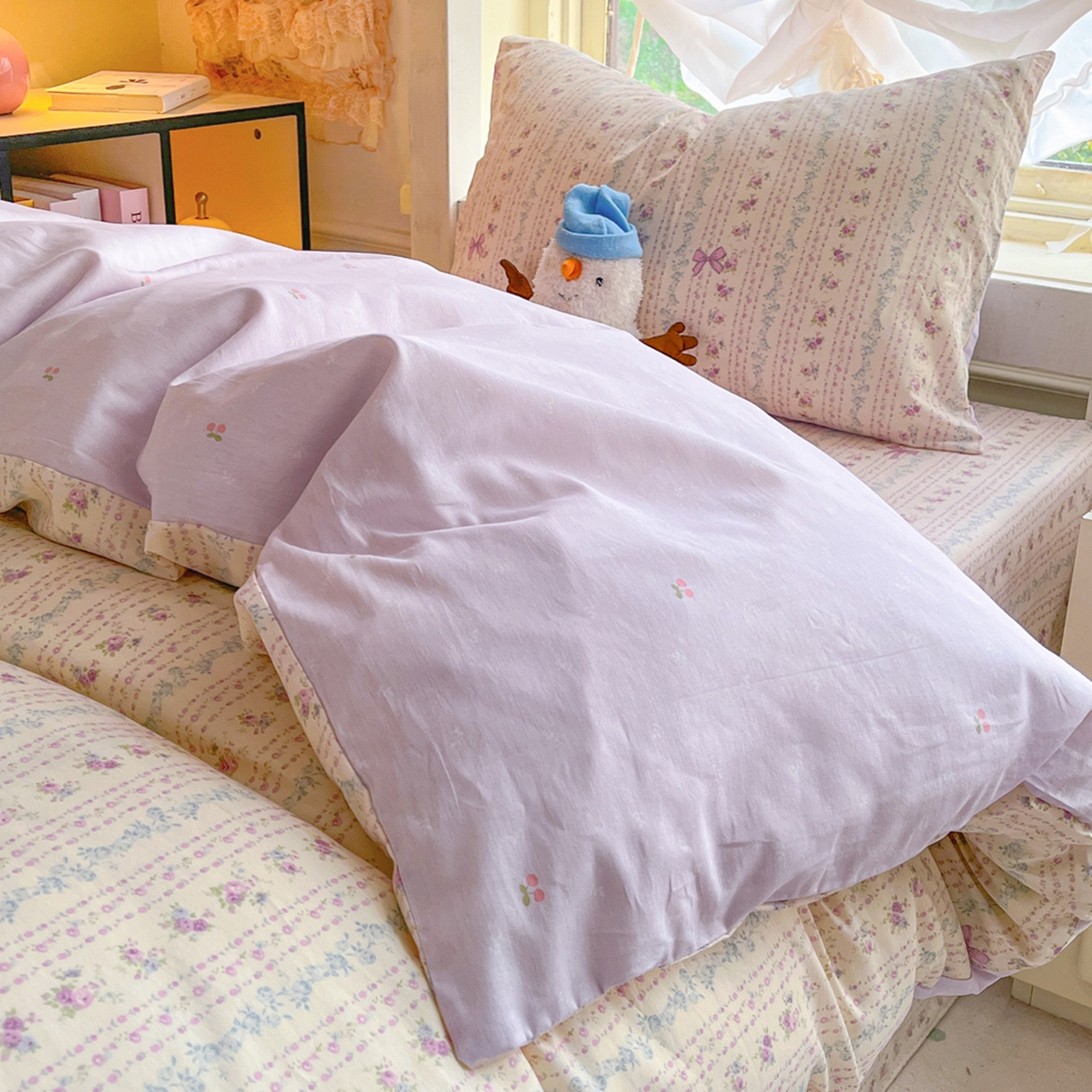 91家纺网 家纺一手货源 找家纺 简约家纺 2026新款全棉印花学生宿舍三件套系列 雅柔