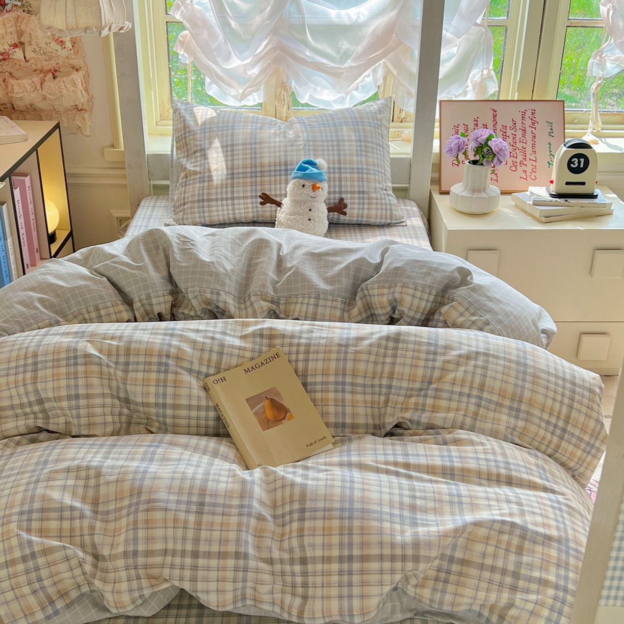 91家纺网 家纺一手货源 找家纺 简约家纺 2026新款全棉印花学生宿舍三件套系列 颜诺