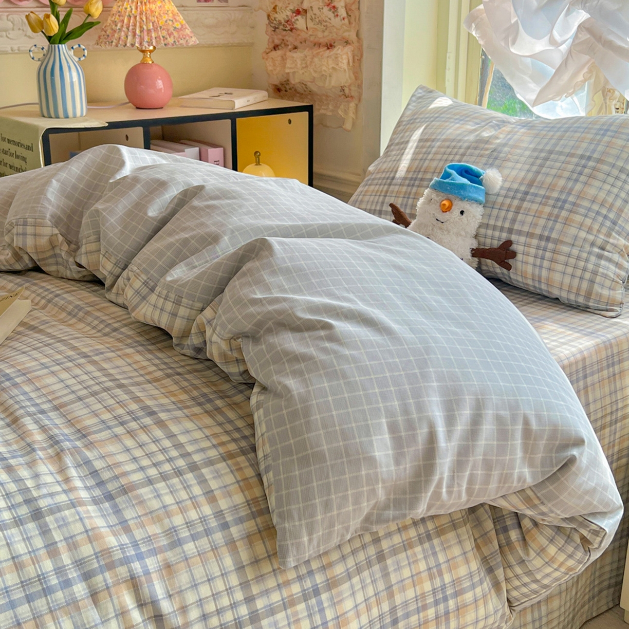 91家纺网 家纺一手货源 找家纺 简约家纺 2026新款全棉印花学生宿舍三件套系列 颜诺