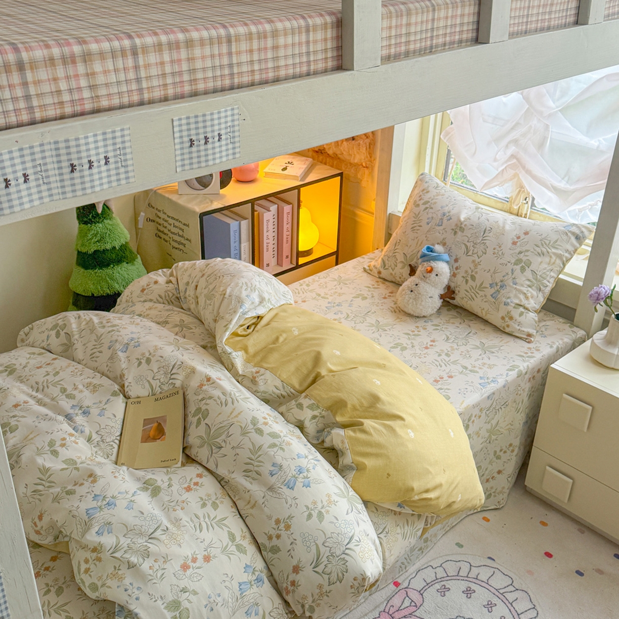 91家纺网 家纺一手货源 找家纺 简约家纺 2026新款全棉印花学生宿舍三件套系列 晚风私语