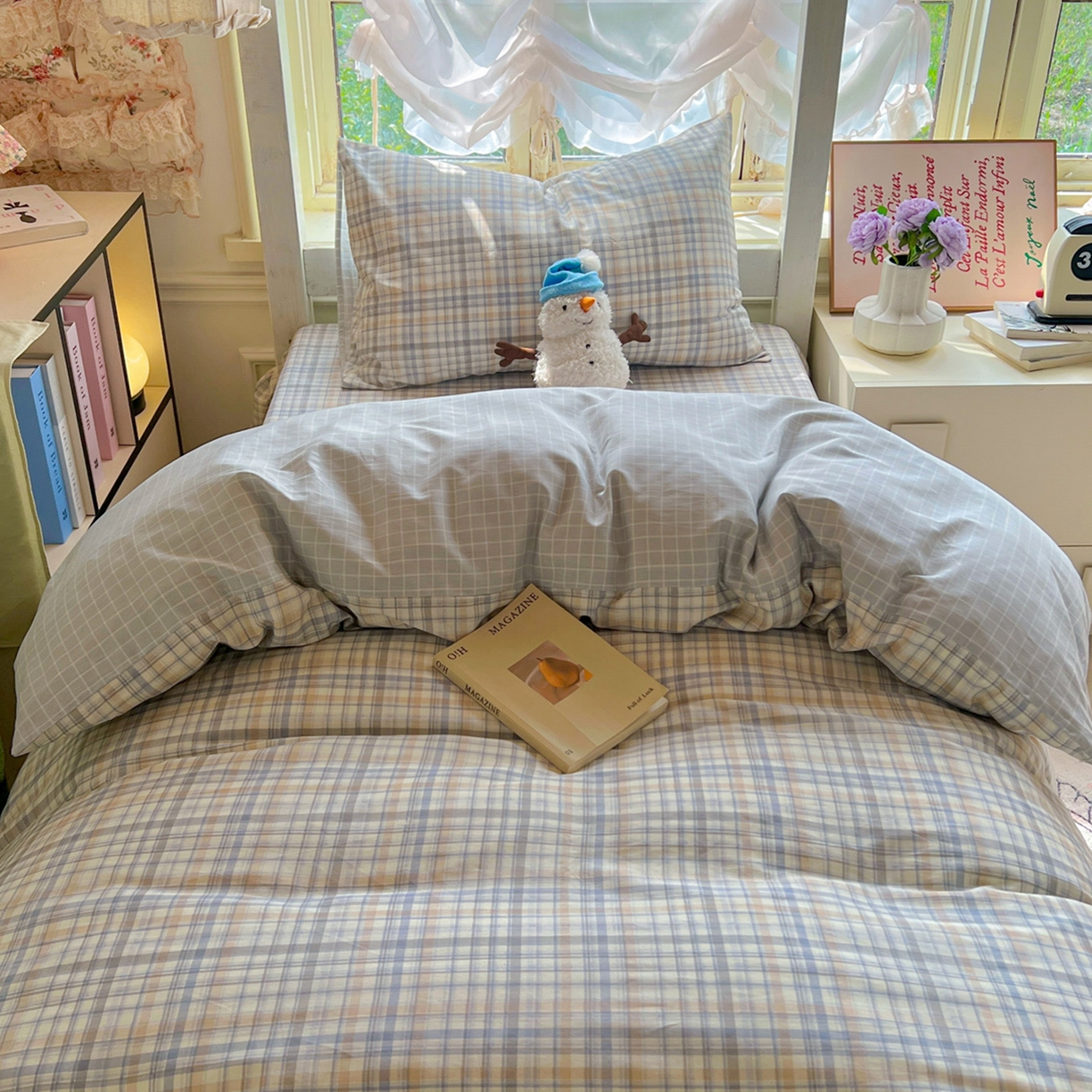 简约家纺 2026新款全棉印花学生宿舍三件套系列 颜诺